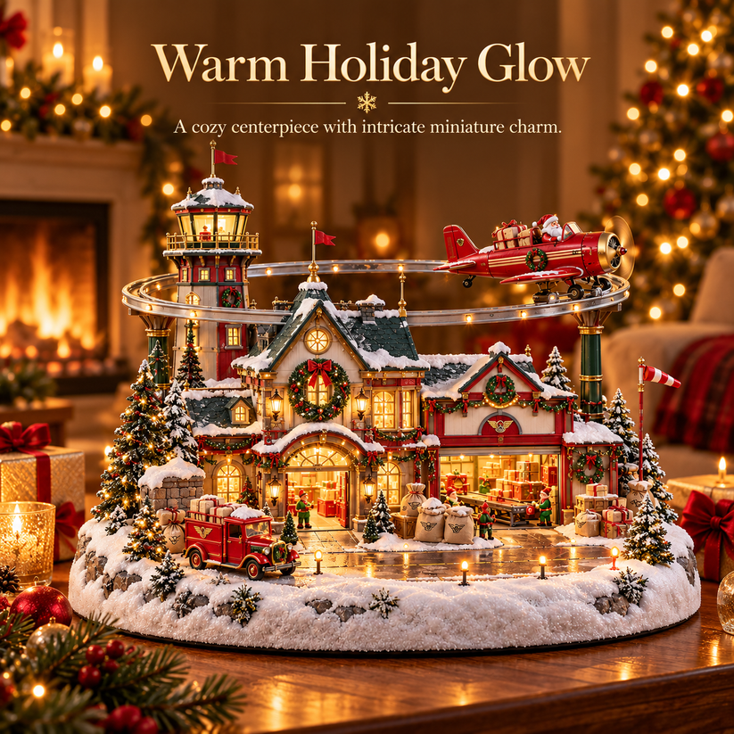 Santa airplane feature in miniature Christmas airport