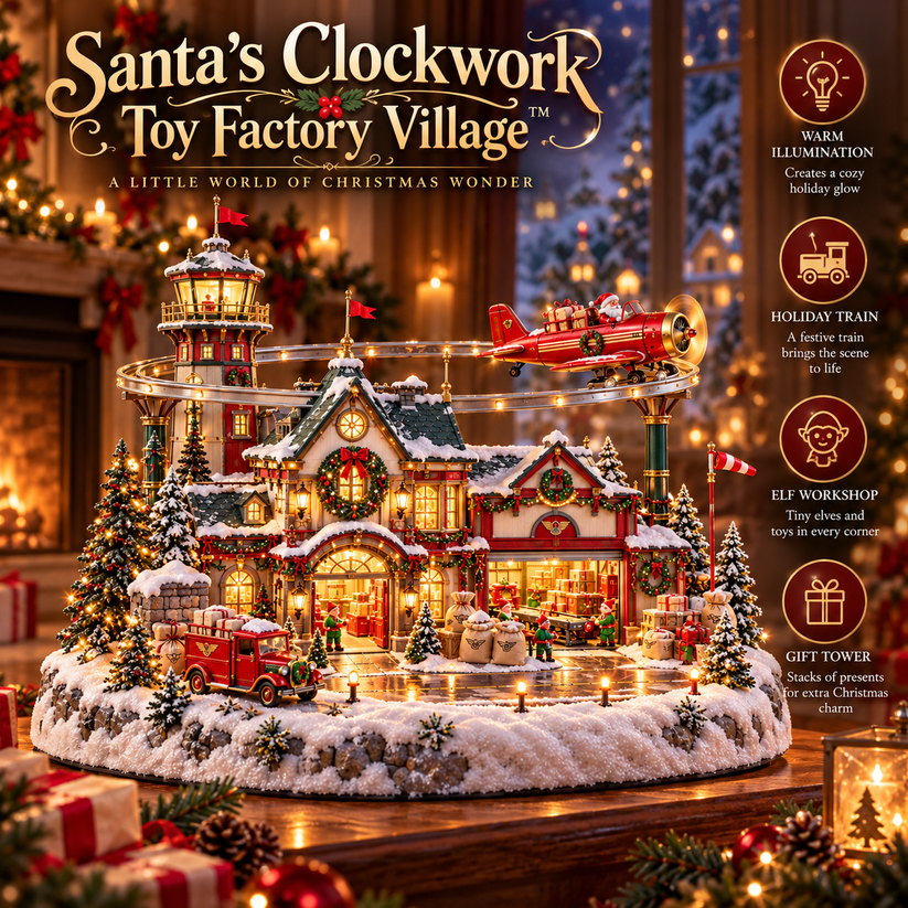 North Pole Air Mail Christmas airport village with Santa airplane